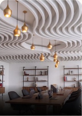 Corporate office with wave ceiling